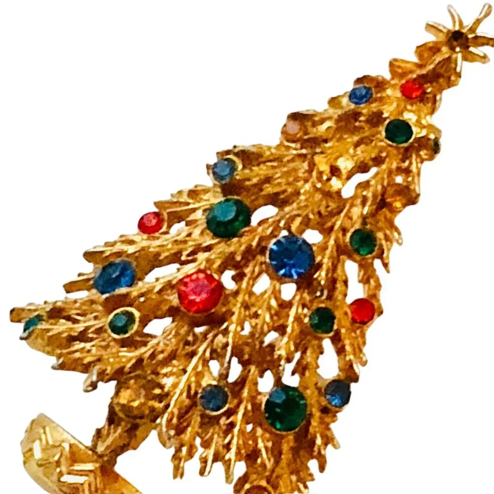 ART Arthur Pepper Vintage Christmas Tree Brooch Pin Signed FLAW